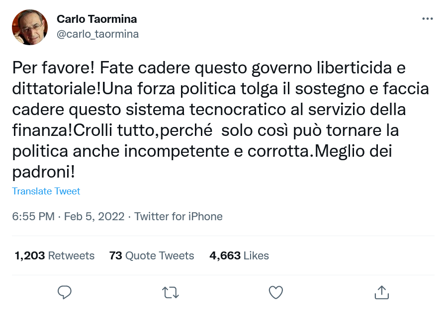Screenshot 2022 02 06 at 12 38 18 Carlo Taormina on Twitter