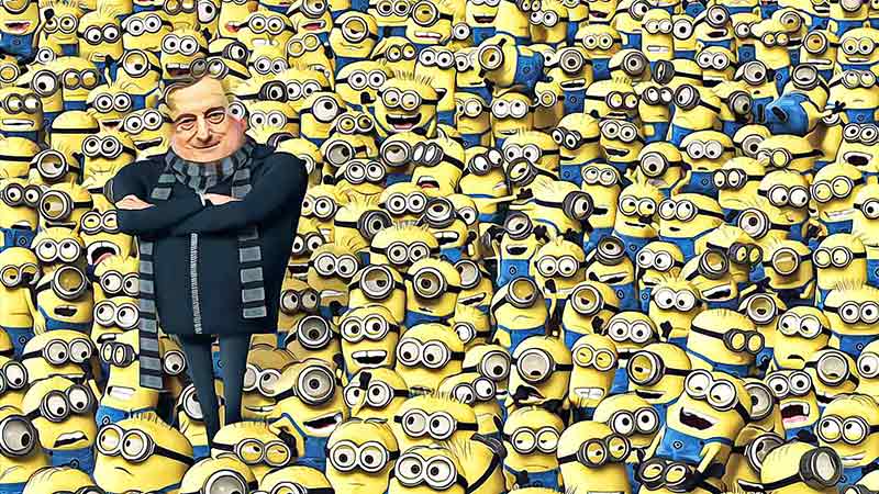 Draghi e i giornalisti minions